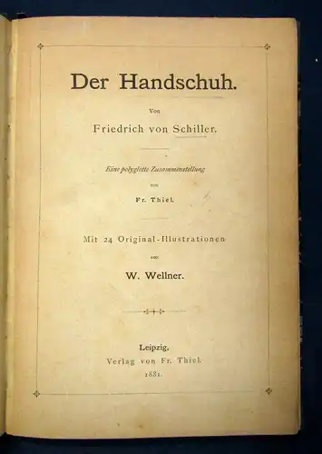 Schiller Der Handschuh Eine polyglotte Zusammenstellung von Fr. Thiel 1881 js