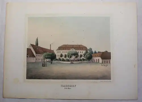 Lithografie Naunhof Ansicht Sachsen Poenicke Schlösser & Rittergüter um 1855 xz