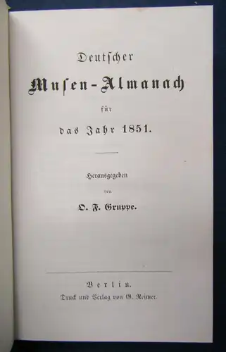 O.F. Gruppe Deutscher Musen - Almanach für das Jahr 1851 Geschichte sf