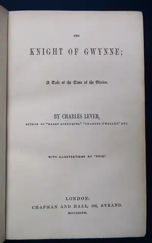 Lever The Knight Of Gwynne A Tale Of The Time Of The Union 1850 Belletristik js