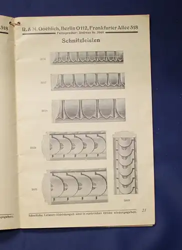 Goehlich Kunst - und Zierleisten Möbelauflagen 1927 Handwerk Berufe Dienste js