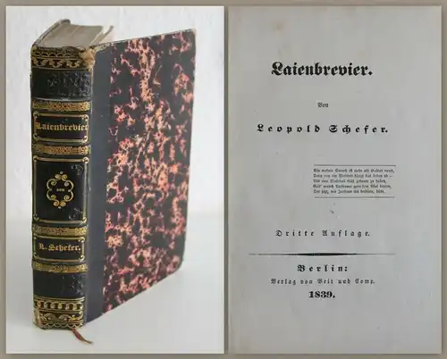 Leopold Schefer:  Laienbrevier 1839 - Sprüche, Lehrgedichte, Dichtkunst - xz