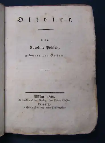 Sämmtliche Werke Caroline Pichler 8. Band 1828 "Olivier" Belletristik sf