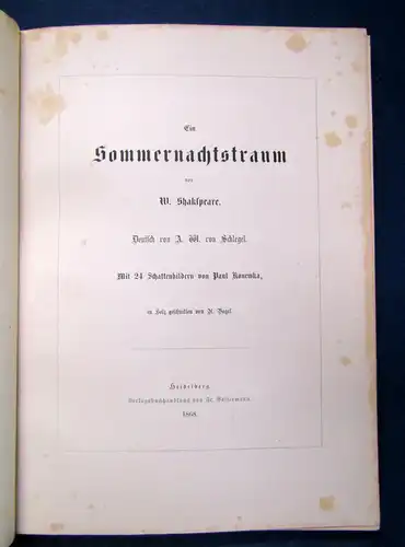 Shakespeare Ein Sommernachtstraum 1868 Belletristik Klassiker Erzählung sf