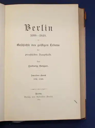 Berlin 1688-1840 Geschichte des geistigen Lebens der preußischen Hauptstadt js