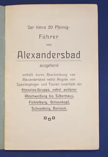 Der kleine 20 Pfennig- Führer von Alexandersbad ausgehend um 1890 Reisen js