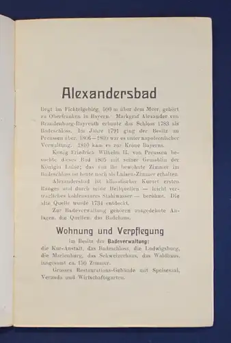 Der kleine 20 Pfennig- Führer von Alexandersbad ausgehend um 1890 Reisen js