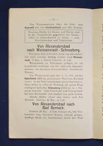 Der kleine 20 Pfennig- Führer von Alexandersbad ausgehend um 1890 Reisen js