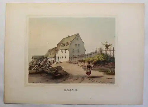 kolorierte Lithografie Reissig Poenicke Schlösser & Rittergüter um 1855 Pirna xz