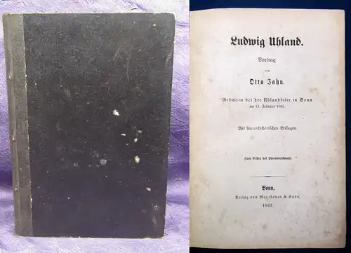 Jahn Ludiwg Uhland 1863 Literarhistorische Beilagen Belletristik Literatur js