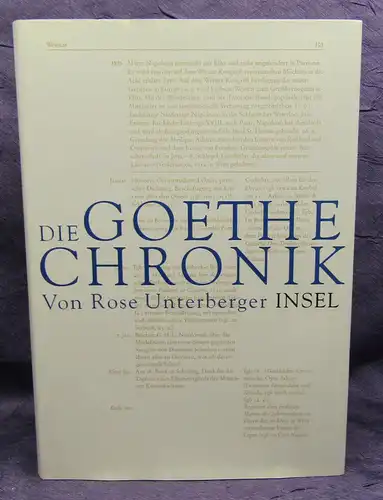 Unterberger Die Goethe - Chronik 2002 Insel-Verlag Leben Zeit Dichter sf