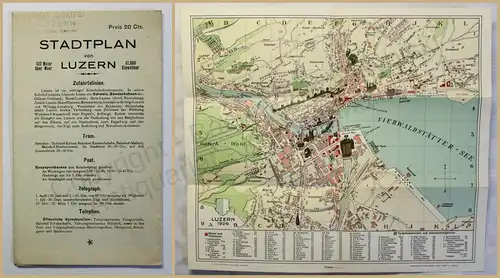 Orig. Prospekt Stadtplan von Luzern 1926 Schweiz Landeskunde Ortskunde xy