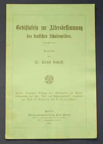 Schäff Gebißtafeln zur Altersbestimmung des deutschen Schalenwildes 1914 js