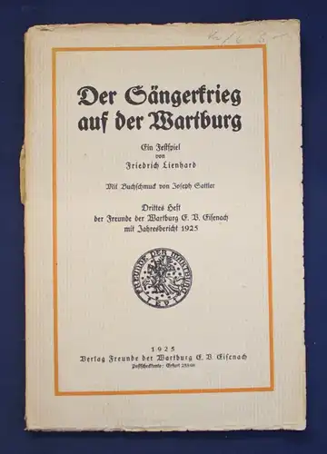 Lienhard Der Sängerkrieg auf der Wartburg 1925 Geographie Ortskunde Wartburg js