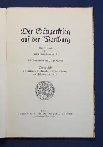 Lienhard Der Sängerkrieg auf der Wartburg 1925 Geographie Ortskunde Wartburg js