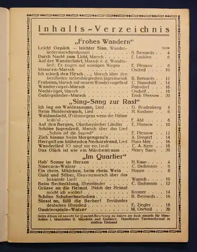 Bernards Sing Sang zur Rast "Gitarre" um 1930 Kunst Kultur Musik Liederbuch sf