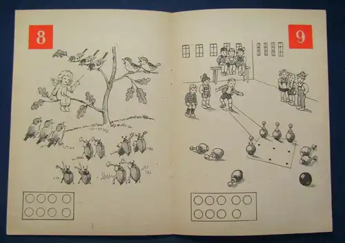 Meindl Lustige Zahlen- Fibel um 1950 illustriert zum ausmalen für Kinder  lernen