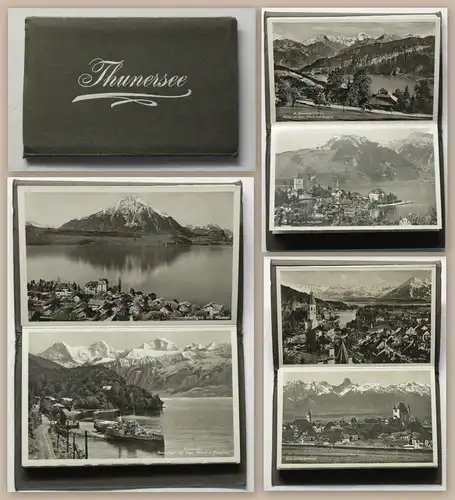 Leporello Thunersee Schweiz 10 fotografisch Postkarten Ansichtskarten um 1900 xz