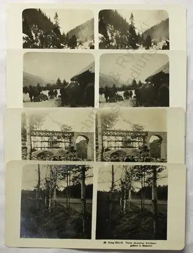 4 Doppelbilder Stereofotos Polen 1. Weltkrieg WK um 1915 Geschichte Militär xz