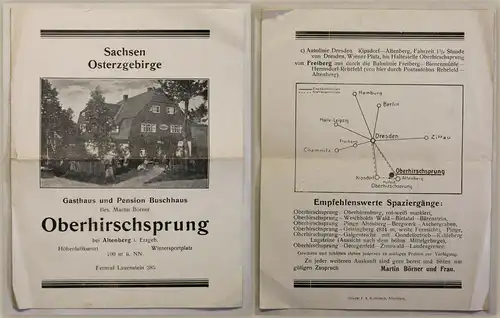 Werbeprospekt Sachsen Osterzgebirge Buschhaus Oberhirschsprung (um 1930) xy