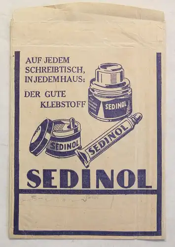 Alte Werbetüte Reklame Sedinol Klebstoff & Sedinia Füllfeder-Tinte um 1910 xz