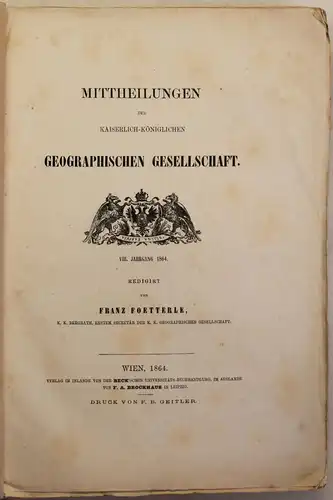 Foetterle Mittheilungen der Geographischen Gesellschaft VIII. Jahrgang 1864 xz