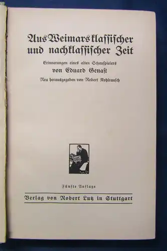 Genast Aus Weimarsklassischer und nachklassischer Zeit um 1915 Geschichte sf