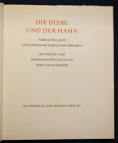 Marquardt Die Diebe und der Hahn um 1965 Fabeln Belletristik Literatur sf