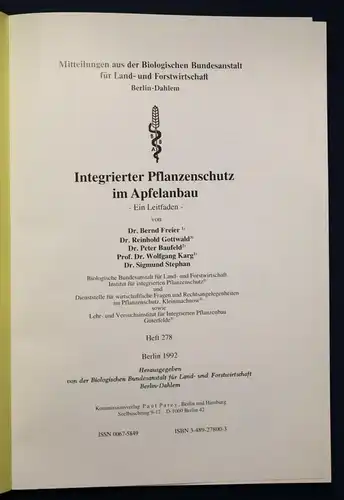 Freier Integrierter Pflanzenschutz im Apfelanbau 1992 Botanik Pomologie sf