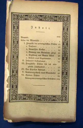 Diez Beiträge zur Kenntniß der romantischen Poesie 1. Heft 1825 Belletristik sf