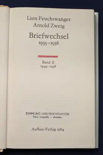 Lion Feuchtwanger Briefwechsel 1933-1958, 1984 2 Teile Belletristik Klassiker js