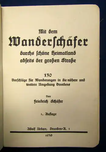 Mit dem Wanderschäfer durchs schöne Heimatland  1936 Wanderungsvorschläge js