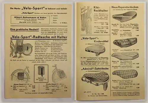 Werbeprospekt Albert Schumann & Sohn Marke Velo-Sport um 1930 Fahr- & Motorrad