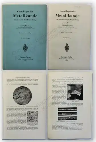 Masing Grundlagen der Metallkunde 1951 Metallurgie Hüttenwesen Technik xy