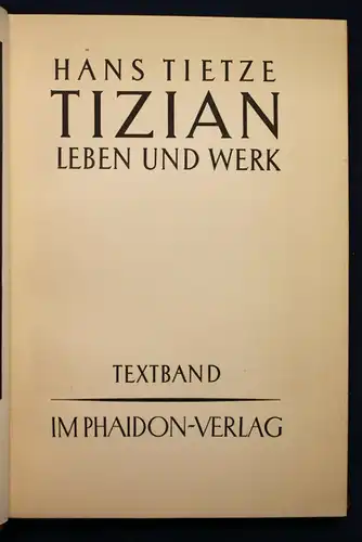 Tietze Tizian Leben und Werke (Tafel- & Textband) 2 Bde 1936 Geschichte sf