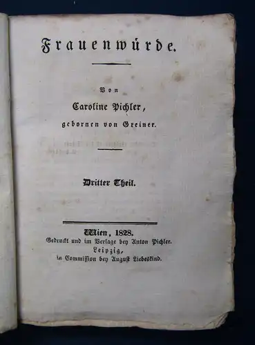 Sämmtliche Werke Caroline Pichler 13. Band 1828 "Frauenwürde 3. Teil" sf