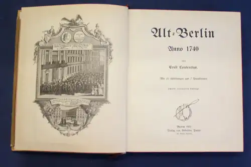 Consentius Alt= Berlin Anno 1740, 1911 Ortskunde Landeskunde Verordnungen js