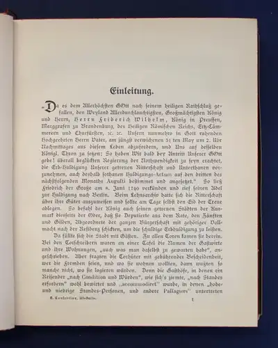 Consentius Alt= Berlin Anno 1740, 1911 Ortskunde Landeskunde Verordnungen js