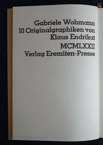 Wohmann/ Endrikat Übersinnlich 1972 Emeriten-Presse Exemplar 300 Belletristik sf