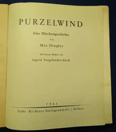 Dingler Purzelwind Eine Märchengeschichte 1943 Kinderbuch Geschichten