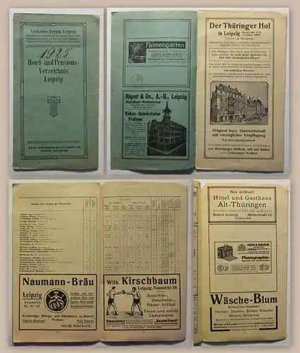 Hotel- und Pensions-Verzeichnis Leipzig um 1925 Hotels Pensionen Adressen xz