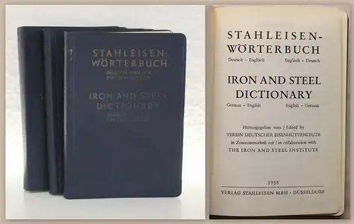 Verein Dt. Eisenhüttenleute Stahleisen-Wörterbuch 3 Bd 1958 Deutsch-Englisch xz