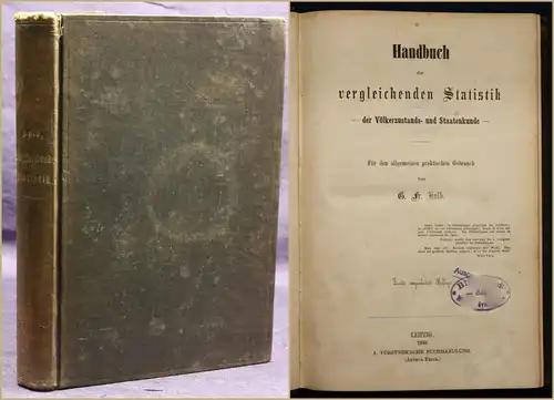 Kolb Handbuch der vergleichenden Statistik 1860 Geschichte Staatenkunde sf