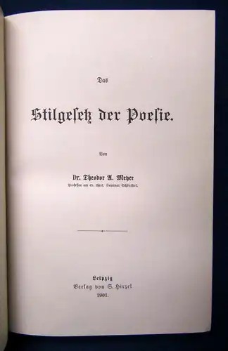 Meyer Das Stilgesetz der Poesie 1901 Thematisierung Dichtung Erklärung js