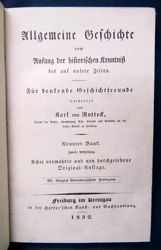 Rotteck Allgemeine Geschichte v. Anfang der historischen Kenntnis 9. Bd apart js