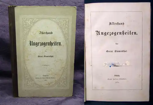 Blumenthal Allerhand Ungezogenheiten 1875 EA selten Belletristik Lyrik js