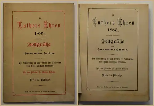 Hardten Zu Luthers Ehren 1883 Festgrüße Belletristik Kunst Kultur Geschichte sf