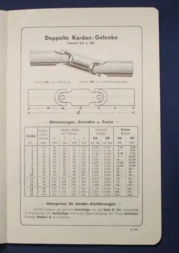 Wolfermann Sonderpreisliste über Kardan & Kugelgelenke 1936 Katalog Technik js
