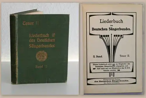 Liederbuch des Deutschen Sängerbundes II. Band Tenor II um 1920 Musik xz