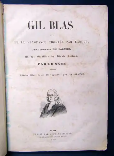 Beauce Gil Blas suivi De La Vengeance Trompee Par L'Amour 1850 2 Bände in 1 js